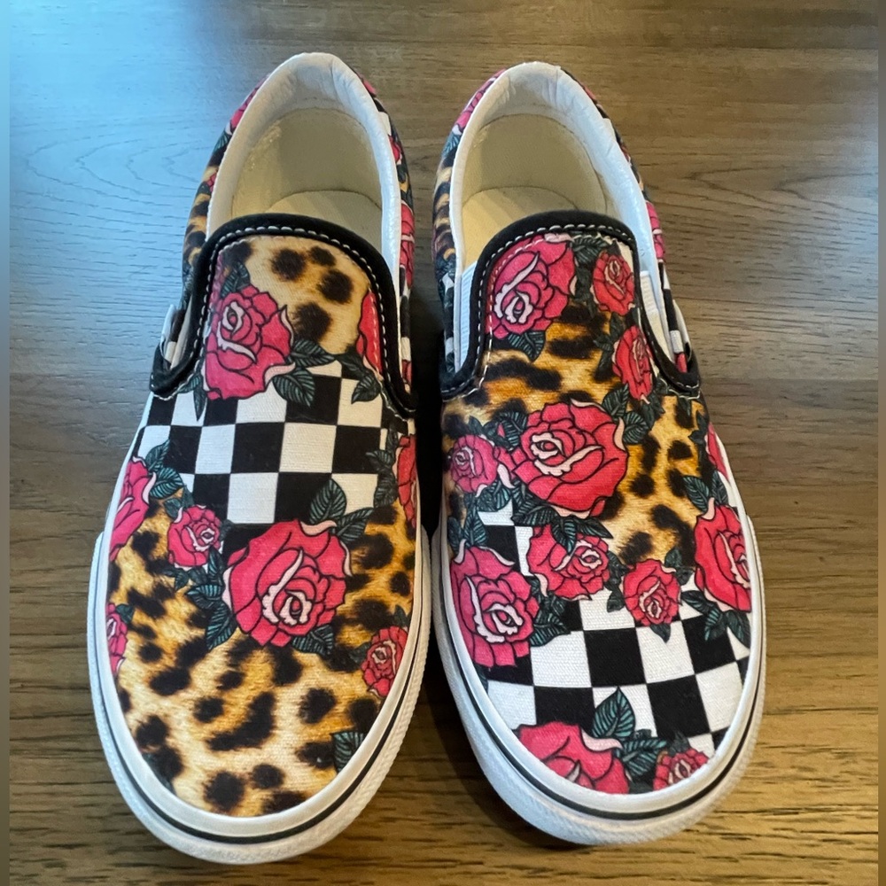 Women’s Floral Checkered Slip-On Vans